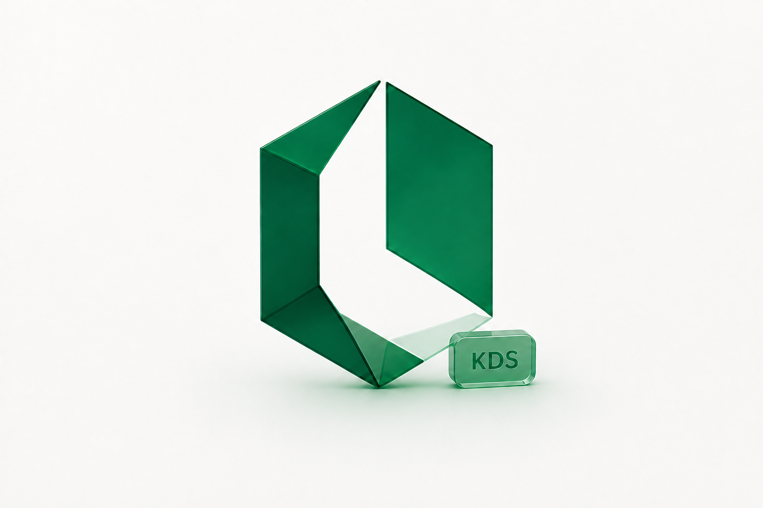 Emblema tridimensional de vidrio de Listo con etiqueta KDS anexada